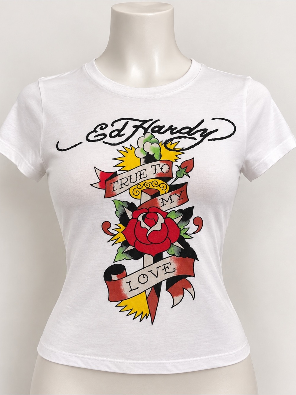 Vintage Y2K Ed Hardy Graphic Baby Tee — Size M